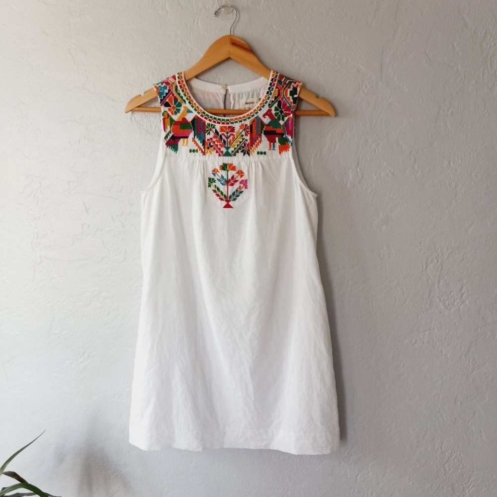 Madewell X JM Dry Goods Linen Paloma Embroidered Dress